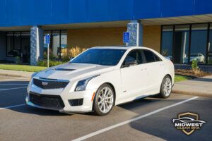 Cadillac ATS-V White getting XPEL PPF