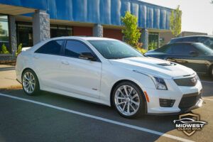 Cadillac ATS-V White getting XPEL PPF